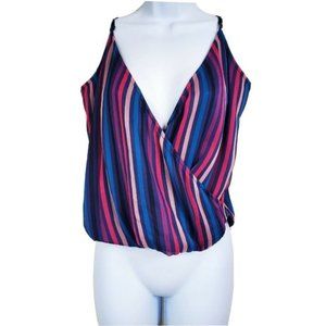 Free Press Clothing Womens Spaghetti Strap Striped Crop Top Shirt Size S